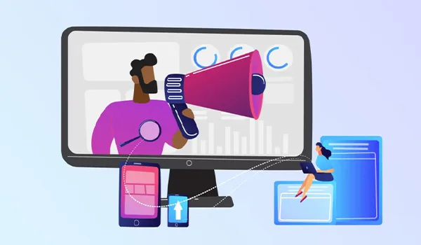 Digital marketing and ads campaign strategy illustration